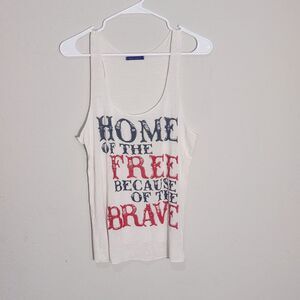 Sweet Claire Home of the Free Because of the Brave Graphic Tank Top Patriotic